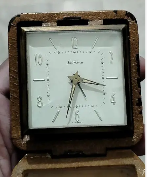 Antique Germany Seth Thomas vintage travel pocket watch clock brass