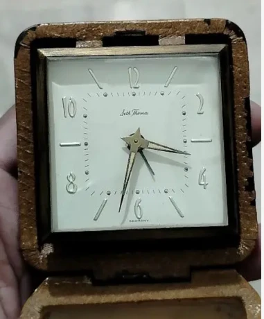 Antique Germany Seth Thomas vintage travel pocket watch clock brass