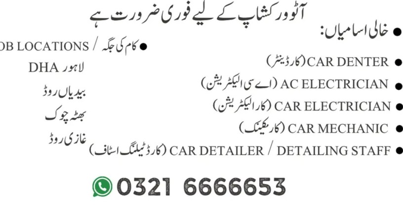 car-denter-mechanic-ac-electrician-car-detailer-detailing-staff-big-0