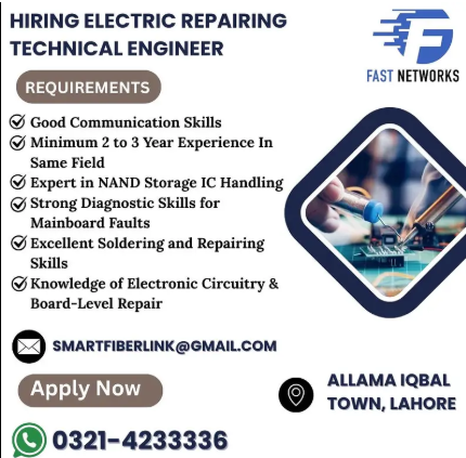 Electrical Repairing technical Engineer - Male Jobs - Staff Required