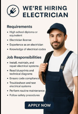 Experienced Electrician Required