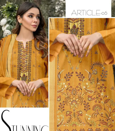 Ladies suit unstitched 3 piece heavy embroidery hand made work