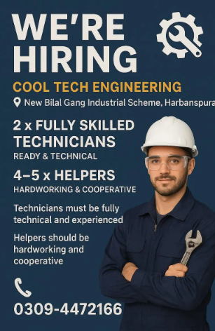 Technican & Helper's Required