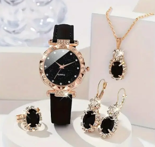 luxury-golden-watch-black-heart-jewelry-set-big-1