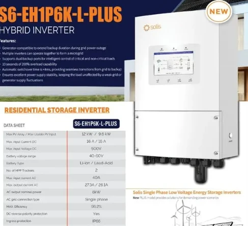 Solis 6kw/8kw/12kw/20kwIP 66 hybrid/itel pro 4kw/6kw /Inverex nitrox