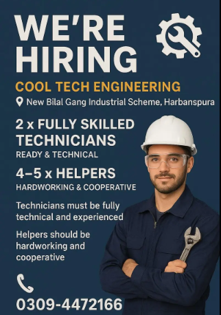 Technican & Helper's Required
