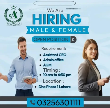 Male & Female Staff required Office Manager || Admin Manager