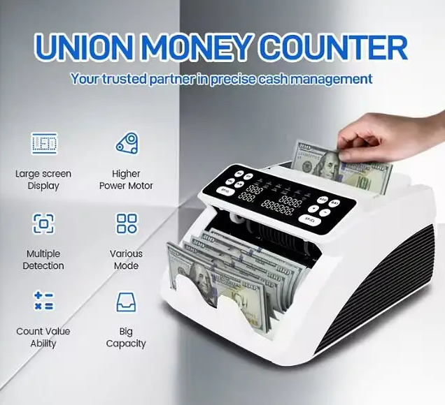 Currency Cash note counting machine with fake detection,1year warranty